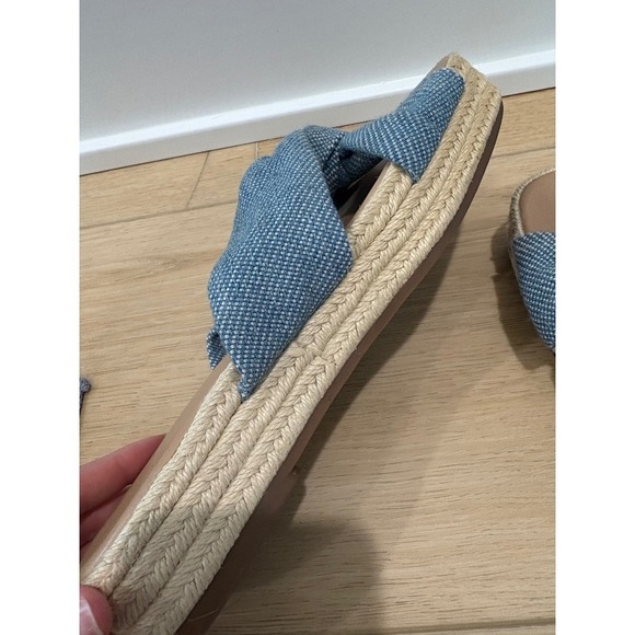 Lucky Brand Denim Espadrille Slide Sandals Women's Size 7.5 Bow Detail Platform - Picture 5 of 7
